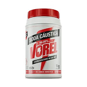 Soda Caustica Pote Vorel - 96 A 99% - Embalagem 12X1 KG - Preço Unitário R$19,73