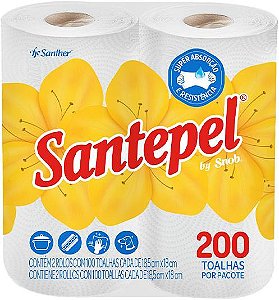 Toalhas De Papel Santepel - 2 Rolos Com 100 Toalhas Cada - Embalagem 12X2 UN - Preço Unitário R$7,32