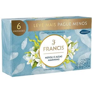 Sabonete Francis Vegetal Vegano Leroli E Algas Marinhas Azul Caixa Leve Mais Pague Menos 90Gr - Embalagem 6X90 GR - Preço Unitário R$3,15