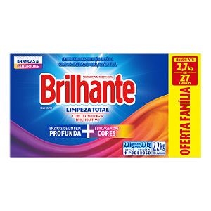 Detergente Lava Roupas Sabao Em Po Brilhante Caixa Azul Limpeza Total 2,2Kg - Embalagem 9X2,2 KG - Preço Unitário R$24,17