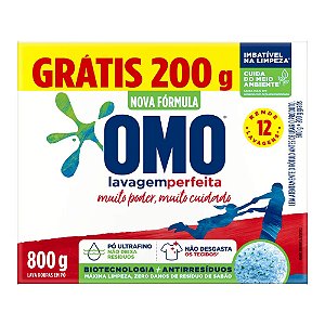 Detergente Lava Roupas Sabao Em Po Omo Caixa Lavagem Perfeita 800Gr - Embalagem 20X800 GR - Preço Unitário R$12,07