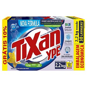 Detergente Lava Roupas Sabao Em Po Tixan Caixa Primavera Azul 2,2Kg Promocional - Embalagem 9X2,2 KG - Preço Unitário R$20,53