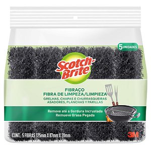Esponja Bucha Scoth Brite Fibraco Fibra De Limpeza Grill Com 5 Unidades - Embalagem 1X5 UN