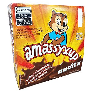 Creme Sabor Chocolate E Avela Nucita Amassyxup Bisnaga 15 Gramas - Embalagem 50X15GR - Preço Unitário R$0,57