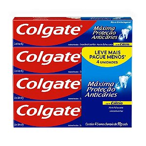 Creme Dental Colgate Maxima Protecao Anticaries Pack Promocional 90Gr - Embalagem 4X90 GR - Preço Unitário R$4,12