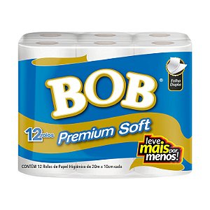 Papel Higienico Bob Folha Dupla 12X20M Premium Soft - Embalagem 6X12X20 MTS - Preço Unitário R$10,21