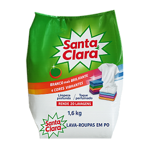Detergente Lava Roupas Sabao Em Po Santa Clara Sache 1,6Kg - Embalagem 10X1,6 KG - Preço Unitário R$11,11