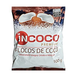 Coco Ralado Incoco Flocos Desidratado Integral Umido E Adocado 100Gr - Embalagem 24X100 GR - Preço Unitário R$5,06