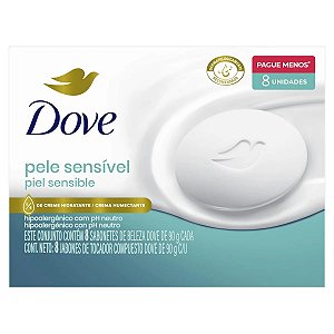 Sabonete Dove Hidratante Pele Sensivel Promocional 90Gr - Embalagem 8X90 GR - Preço Unitário R$4,13