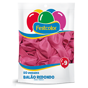 Balao Redondo Liso Festcolor Tamanho 9 Rosa Escuro Com 50 Unidades - Embalagem 1X50 UN