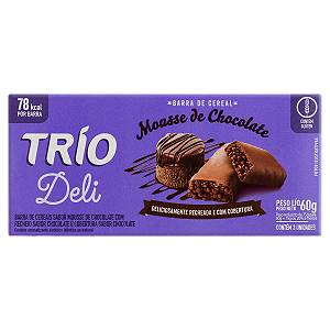 Barra De Cereal Trio Mousse De Chocolate Com 3 Unidades De 20Gr - Embalagem 3X20 GR - Preço Unitário R$2,27