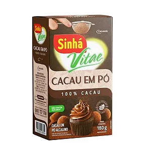Cacau Em Po Alcalino Sinha Vitae 100% Cacau 180Gr - Embalagem 1X180 GR