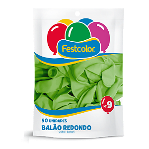 Balao Redondo Liso Festcolor Tamanho 9 Verde Escuro Com 50 Unidades - Embalagem 1X50 UN