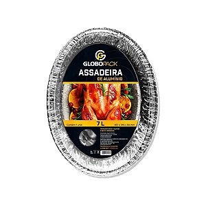 Assadeira De Aluminio Globopack Oval 7000Ml - Embalagem 20X1 UN - Preço Unitário R$6,10