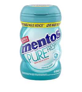 Goma De Mascar Mentos Garrafa Pure Fresh Wintergreen 56Gr - Embalagem 6X56GR - Preço Unitário R$11,98
