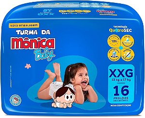 Fralda Descartavel Economica Turma Da Monica Jumbo Xxg Pacote Com 16 Fraldas - Embalagem 1X16 UN
