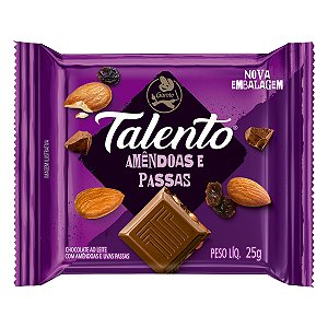 Chocolate Talento Mini Amendoa Passas Roxo 25Gr - Embalagem 15X25 GR - Preço Unitário R$3,38