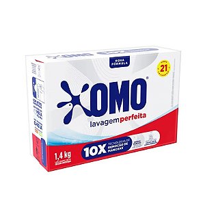 Detergente Lava Roupas Sabao Em Po Omo Caixa Lavagem Perfeita 1,4Kg Det Po Omo Cx Lavag Perf - Embalagem 9X1,4 KG - Preço Unitário R$20,58
