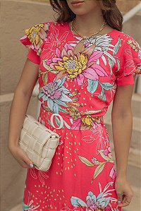 vestido longo rosa florido