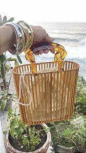 Bolsa em madeira alça acrilico - ML24