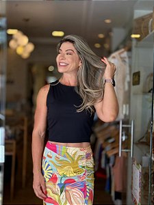 TOP CROPPED JUSTO MC - 100-PRETO - GG ML25-