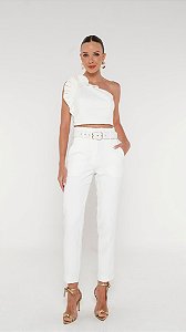 Cropped Alf Com Pregas E Calca Alf Cinto Forrado