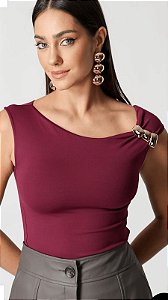 Blusa Assimétrica Com Acessório