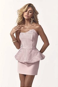 Vestido Tubinho Rosa com peplum