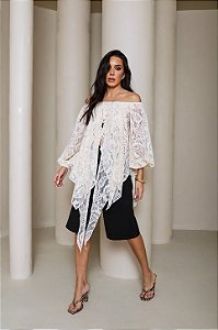 Bata Rendada Feminina Off White