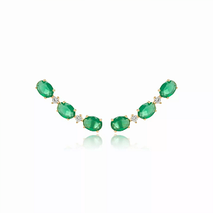 Brinco Earcuff Esmeralda e Zircônia
