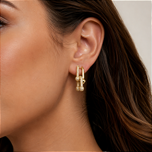 Brinco Elos Inspiração Tiffany Banhado no Ouro Amarelo