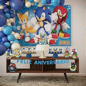 Kit festa decoração aniversário Sonic 39pçs completa em EVA