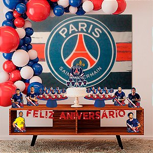 Kit festa decoração aniversário PSG 39pçs completa EVA