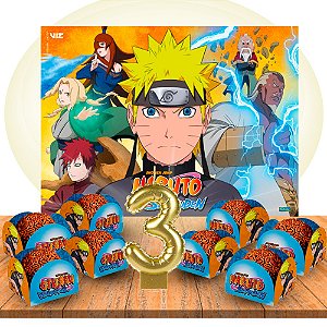 Kit festa completo 42 pçs Decoração festa Naruto 3 anos