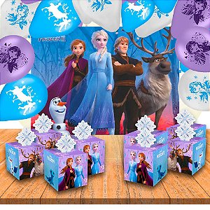 Kit festa decoração Frozen 34 pçs prontas para decorar