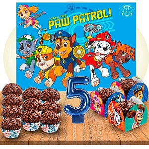 Kit festa Patrulha canina 152 pçs Painel + Forminhas + vela