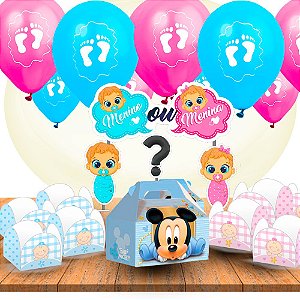 Kit festa Completo 164 peças decoração Chá revelação mais cor