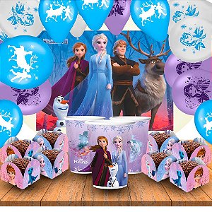 Kit festa completo 84 pçs Decoração Frozen aniversário
