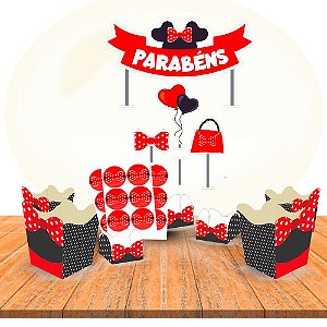 Kit festa Laço Vermelho 134 itens decoração completa