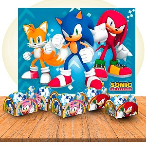 kit festa decoração Sonic 50 forminnhas + painel  Giigante