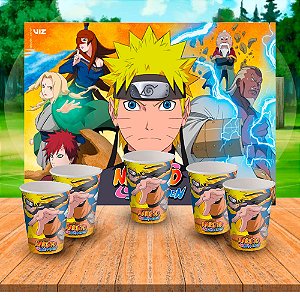 Kit festa Naruto decoração completa 9 itens copos + painel Gigante