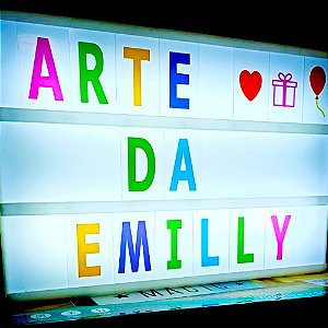 Quadro LED letras decorativo Light Box A4 cinema + 96 Letras
