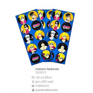 30 Adesivos redondo decoração Festa Boruto aniversário