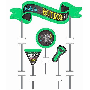 Topo de bolo decoração festa Boteco topper cores mais vivas