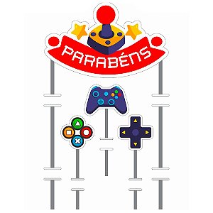 Topo de bolo Gamer Decoração festa aniversário mais cor
