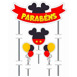 Topo de bolo decoração festa Orelha coração vermelho