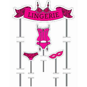 Topo de bolo decoração festa Lingerie topper mais cor