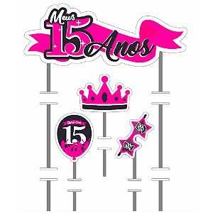 Topo de bolo decoração festa 15 anos topper mais lindo