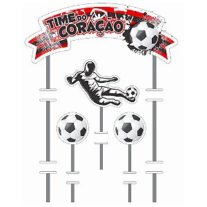 Topo de bolo decoração time vermelho e preto decoração festa