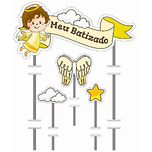 Topo de bolo Batizado topper decoração festa batizado